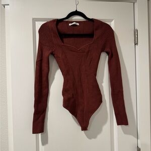 Abercrombie & Fitch Women's Ribbed Bodysuit - Burgundy